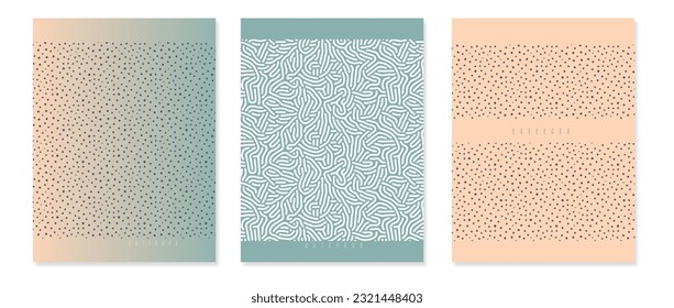 Set Abstract notebook cover design, dots, rainbow, For the design of adults s books, brochures, templates for school diaries. Vector gradient illustration