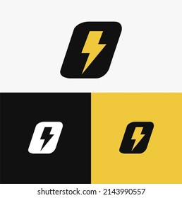 Set of abstract O letter and lightning, thunderbolt, energy logo template with multiple background