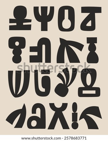 Set of abstract object silhouettes as vector icons