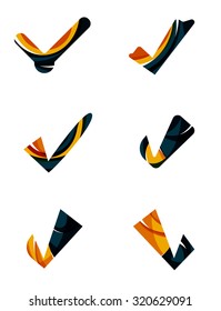 Set von abstrakten OK- und Tick-Icons, Business-Logotype-Konzepte, sauberes modernes geometrisches Design. Mit transparenten abstrakten Wellenlinien erstellt