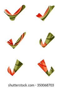 Conjunto de iconos abstractos OK y tick, conceptos de logotipo empresarial, diseño geométrico moderno y limpio. Creado con líneas de onda abstractas transparentes