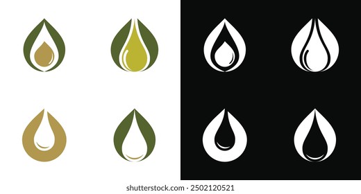 Set of abstract olive oil logo design template. Premium Vector