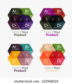Set of abstract option navigation templates. Elements of business brochure, flyer or web design navigation layouts