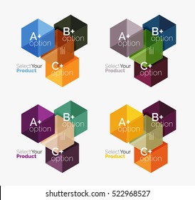 Set of abstract option navigation templates. Elements of business brochure, flyer or web design navigation layouts