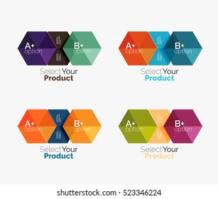 Set of abstract option navigation templates. Elements of business brochure, flyer or web design navigation layouts