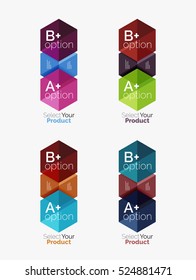 Set of abstract option navigation templates. Elements of business brochure, flyer or web design navigation layouts