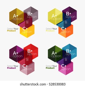 Set of abstract option navigation templates. Elements of business brochure, flyer or web design navigation layouts
