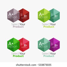 Set of abstract option navigation templates. Elements of business brochure, flyer or web design navigation layouts