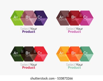 Conjunto de plantillas de navegación de opciones abstractas. Elementos de los diseños de navegación de folletos, volantes o diseños web de negocios
