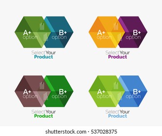 Set of abstract option navigation templates. Elements of business brochure, flyer or web design navigation layouts