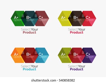 Set von abstrakten Optionen Navigationsvorlagen. Elemente der Geschäftsbroschüren, Flyer- oder Web-Design-Navigationslayouts