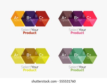 Set of abstract option navigation templates. Elements of business brochure, flyer or web design navigation layouts