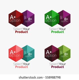 Set of abstract option navigation templates. Elements of business brochure, flyer or web design navigation layouts