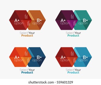 Conjunto de plantillas de navegación de opciones abstractas. Elementos de los diseños de navegación de folletos, volantes o diseños web de negocios