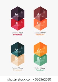 Set of abstract option navigation templates. Elements of business brochure, flyer or web design navigation layouts