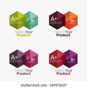 Set of abstract option navigation templates. Elements of business brochure, flyer or web design navigation layouts