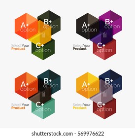 Set of abstract option navigation templates. Elements of business brochure, flyer or web design navigation layouts