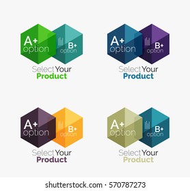 Set of abstract option navigation templates. Elements of business brochure, flyer or web design navigation layouts