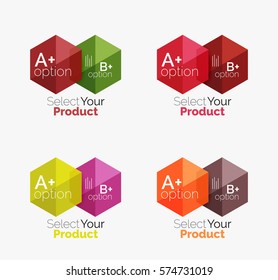 Set of abstract option navigation templates. Elements of business brochure, flyer or web design navigation layouts