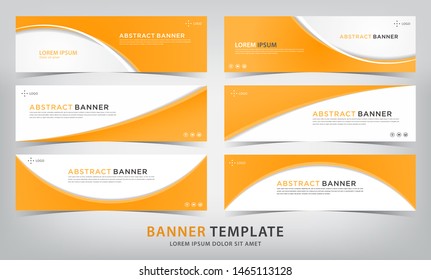 set of abstract orange banner template, vector illustration