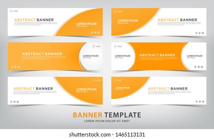 set of abstract orange banner template, vector illustration