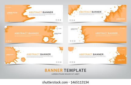 set of abstract orange banner template, vector illustration