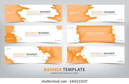 set of abstract orange banner template, vector illustration