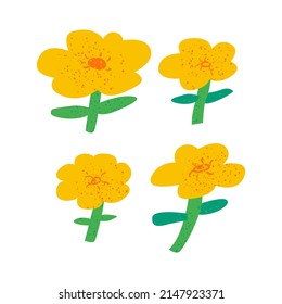 Conjunto de flores de primavera naranja abstractas. Ilustración de textura vectorial