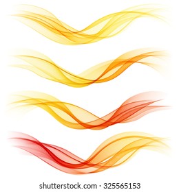 Set of abstract orange waves. Vector illustration EPS 10