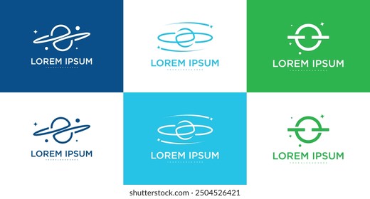 Set of abstract orbit or planet logo design templates. Premium Vector