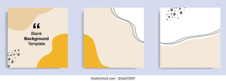 Conjunto de fondo orgánico abstracto en forma cuadrada para uso multipropósito, banner de fuente de medios sociales, nota, libro, diseño de plantilla de portada de diario en color marrón amarillo. Ilustración del vector
