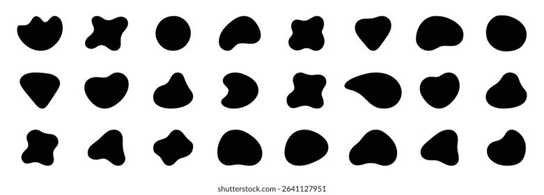  Set of abstract organic blob shapes in vector format. Smooth, liquid silhouettes for modern design, backgrounds, posters, UI elements, and creative projects. Isolated on white background.