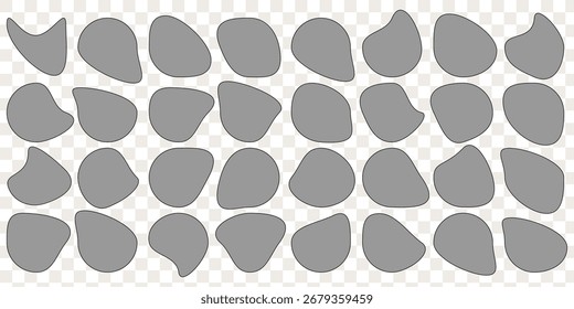 Conjunto de Formas de blobs orgánicos abstractos en formato Vector. Siluetas suaves y líquidas para diseño moderno, fondos, carteles, Elementos de interfaz de usuario y proyectos creativos. Conjunto de Vector de forma de manchas Abstractas. EPS 10
