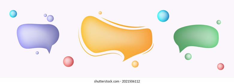 Set of abstract organic fluid bubble chat message in 3d effect style design. Vector illustration