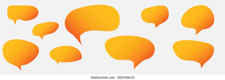 Set of abstract organic fluid bubble chat message in gradient style design. Vector illustration