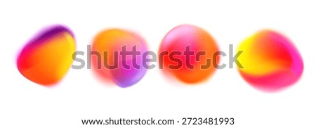 Set of abstract organic gradient blobs featuring vibrant color transitions including pink, purple, blue, green, and cyan on a clean white background.