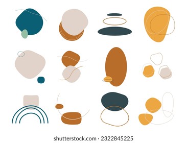 Conjunto de elementos abstractos de vector dibujados a mano orgánicos. Colección de cuadros de doodle de forma de blob decoración
