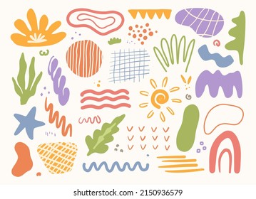 Set of abstract organic shape. hand drawn doodle art. vector blob	