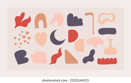 Set of abstract organic shape. hand drawn doodle art. vector blob