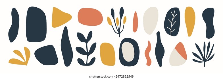 Set of abstract organic shape. hand drawn doodle art. vector blob