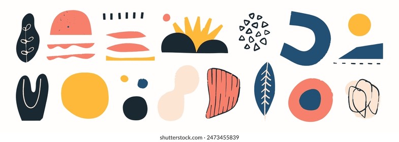 Set of abstract organic shape. hand drawn doodle art. vector blob