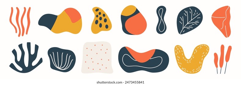 Conjunto de forma orgánica abstracta. dibujado a mano doodle art. Vector blob