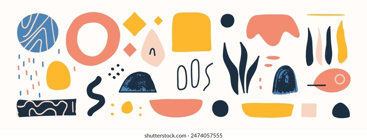 Set von abstrakten organischen Formen. Handgezeichnete Doodle-Kunst. Vektorgrafik Klecks