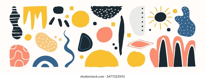 Set of abstract organic shape. hand drawn doodle art. vector blob