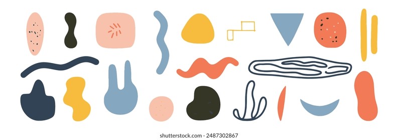 Set of abstract organic shape. hand drawn doodle art. vector blob