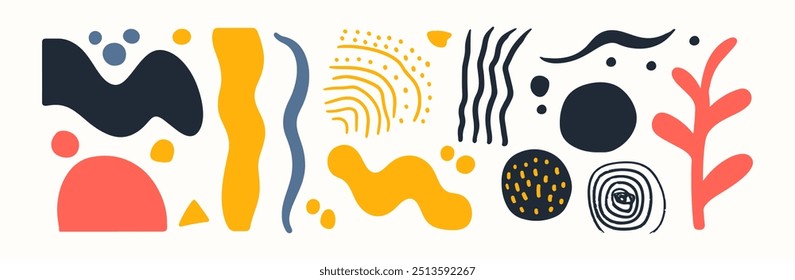 Set of abstract organic shape. hand drawn doodle art. vector blob