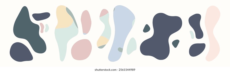 Set of abstract organic shape. hand drawn doodle art. vector blob