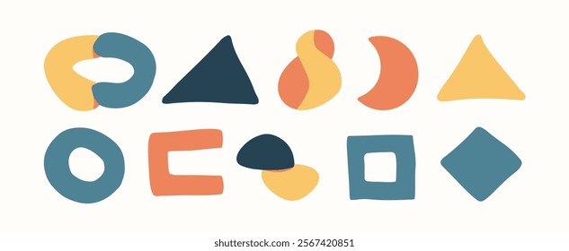 Set of abstract organic shape. hand drawn doodle art. vector blob