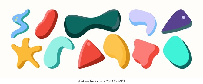 Set of abstract organic shape. hand drawn doodle art. vector blob