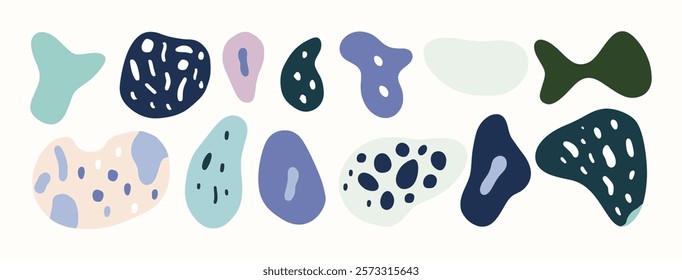 Set of abstract organic shape. hand drawn doodle art. vector blob
